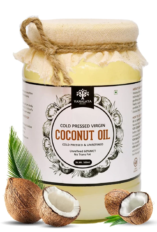 Vanalaya cold Pressed Virgin coconut oil Edible oil for Cooking skin hair and skin, 500 ml-1.webp